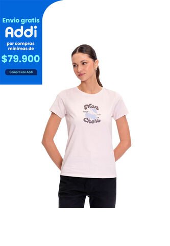 Camiseta Estampada Para Mujer Prime Manga Corta Rosada Totto