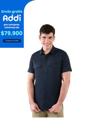 Camisa Para Hombre Manga Corta Garnet Azul Totto