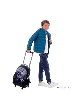 Morral Con Ruedas Niño Helmet Racer Mediano Negro