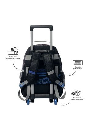 Morral Con Ruedas Niño Helmet Racer Mediano Negro