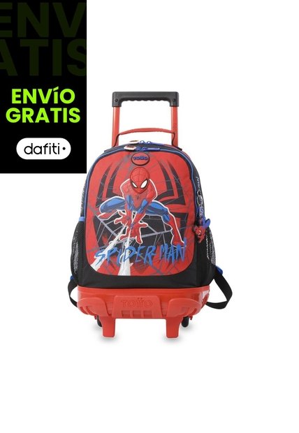 Maleta Para Niño Con Ruedas Spiderman Urban Mediano Rojo