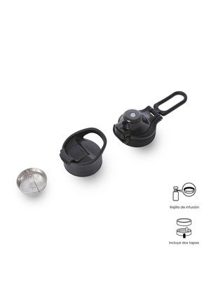 Termo Para Agua Con Tapa Intercambiable Flux 550 Ml Negro