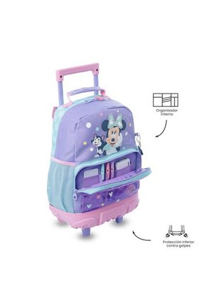 Morral Con Ruedas Niña Minnie Mediana Morada Con Corazones