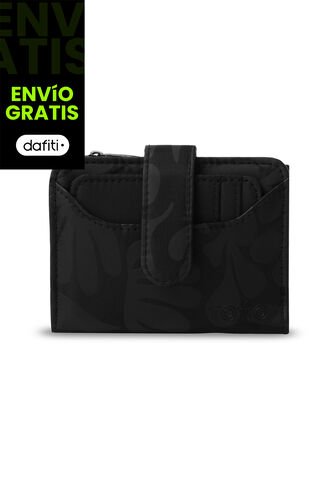 Billetera Mujer Texture Pequeña Con RFID Blocker Negra Totto
