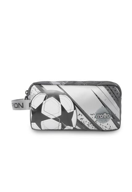 Cartuchera Escolar Grande Para Niño 2 Cuerpos Champion Gris