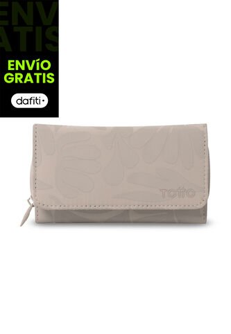 Billetera Mujer Texture Grande Con RFID Blocker Beige Totto