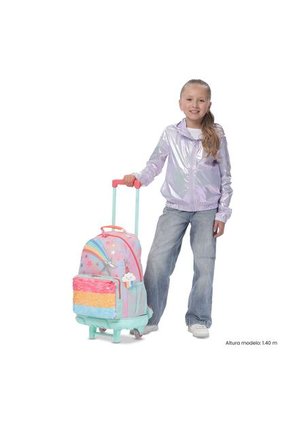 Maleta Para Niña Con Ruedas Rainbow Star Grande Rosada