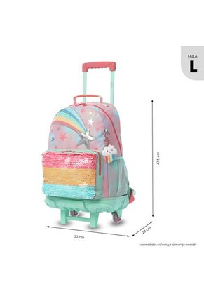 Maleta Para Niña Con Ruedas Rainbow Star Grande Rosada