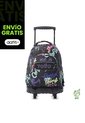 Morral Escolar Con Ruedas Para Niña Renglón Grande Negro de Totto