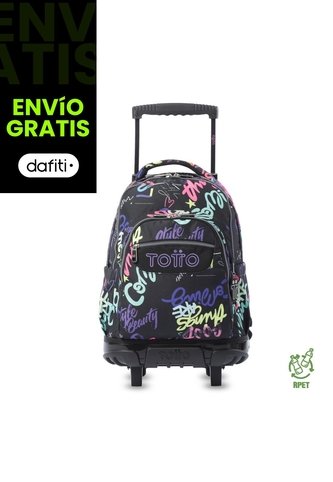 Morral Escolar Con Ruedas Para Niña Renglón Grande Negro Totto