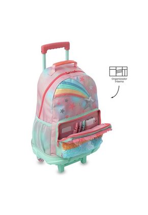 Maleta Para Niña Con Ruedas Rainbow Star Grande Rosada