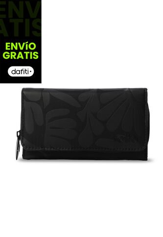 Billetera Mujer Texture Grande Con RFID Blocker Negra Totto