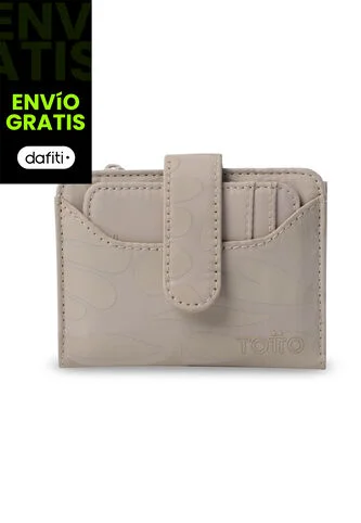 Billetera Mujer Texture Pequeña Con RFID Blocker Beige Totto