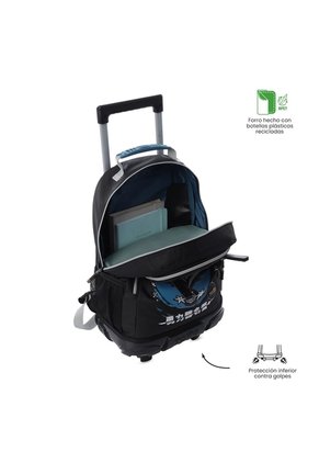 Maleta Para Niño Con Ruedas Hanzo Mediano Negro