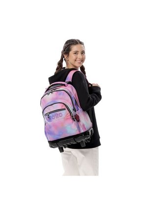 Maleta Para Niña Con Ruedas Porta PC 15.4" Renglón Glitter Rosado