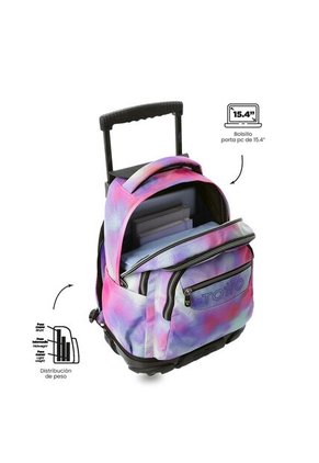 Maleta Para Niña Con Ruedas Porta PC 15.4" Renglón Glitter Rosado