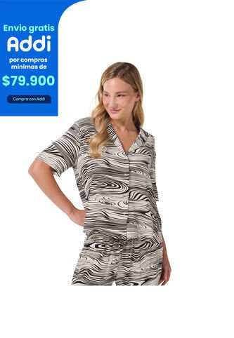 Camisa Manga Corta Brezo Para Mujer Blanca Totto