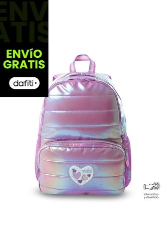 Morral Para Niña Glowy Mediano Morado Con Corazones Totto