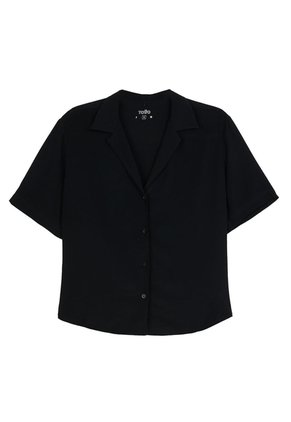 Camisa Manga Corta Brezo Para Mujer Negra