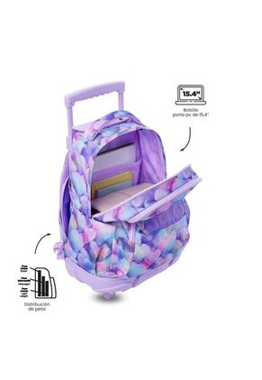 Maleta Con Ruedas Niña Porta PC 15.4" Renglón Con Corazones