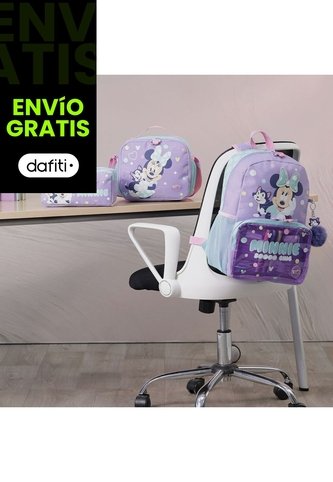Combo Escolar Morral Minnie Mediano + Lonchera Y Cartuchera Totto