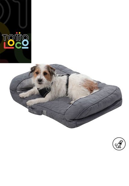 Cama Para Perros Acolchada Alina Gris Con Colchón Extraíble