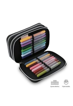 Cartuchera Multiuso Pluma Glitter Grande Rosada Mujer