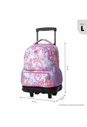 Maleta Para Niña Con Ruedas Skl Grande Rosado De Gatos