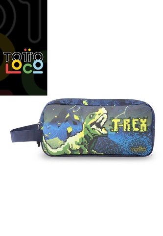 Cartuchera Escolar Grande Para Niño 2 Cuerpos Digisaurio Azul Totto
