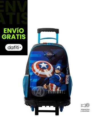 Morral Con Ruedas Niño Avengers Capitán América Grande Gris Totto