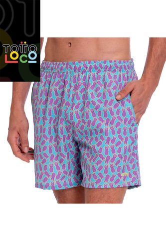 Pantaloneta Estampada Para Hombre Lown Azul Totto