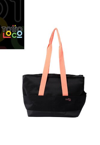 Shopping Bag Kira Versátil Negra/Naranja Totto