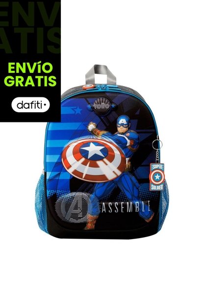 Morral Para Niño Avengers Capitán América Mediano Gris