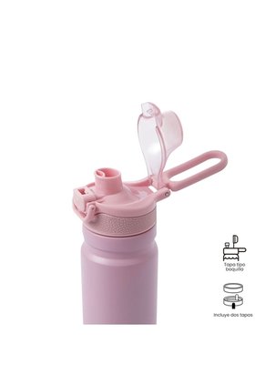 Termo Para Agua Con Tapa Intercambiable Flux 750 Ml Rosado