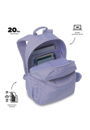 Morral Universitario Acuarela Ecole Solid Porta PC 14" Morado Mujer