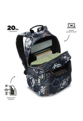 Morral Juvenil Porta PC 14" Acuarela Estampado De Fútbol