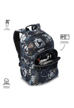Morral Juvenil Porta PC 14" Acuarela Estampado De Fútbol