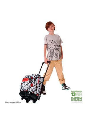 Morral Ruedas Niño Porta PC 15.4" Bomper Renglon Rojo