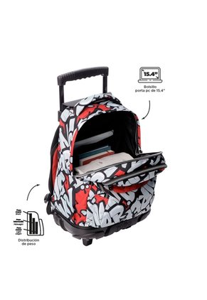 Morral Ruedas Niño Porta PC 15.4" Bomper Renglon Rojo