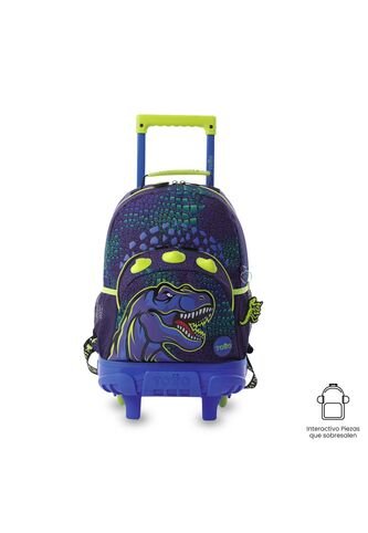 Maleta Para Niño Con Ruedas Dino Rock Mediano Azul Totto