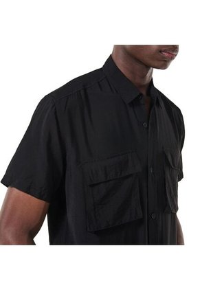 Camisa Manga Corta Derby Para Hombre Negra