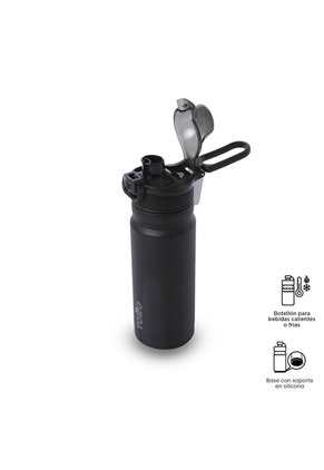 Termo Para Agua Con Tapa Intercambiable Flux 550 Ml Negro