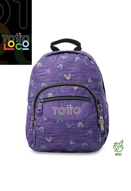 Morral Juvenil Tempera Pequeño Morado Con Corazones