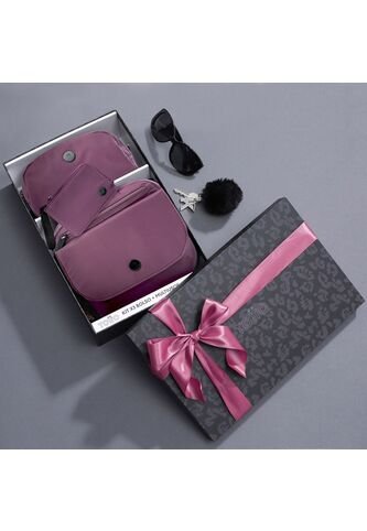 Kit De Regalo Corneana Bolso + Cosmetiquera + Monedero Rosado Rose Totto