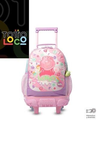 Morral Escolar Con Ruedas Para Niña Lotso Gummy Mediano Rosado Totto