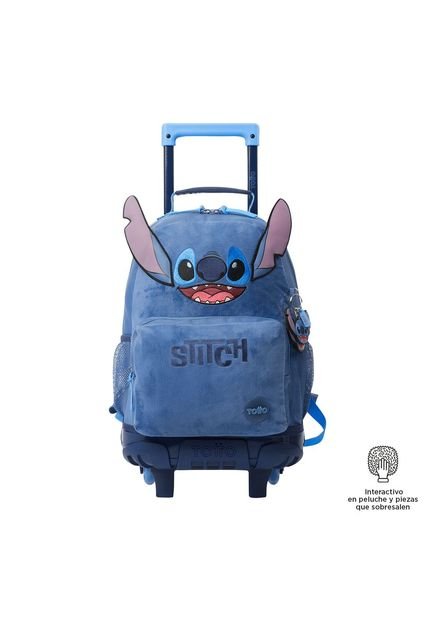 Morral Con Ruedas Niña Stitch Mediano Azul