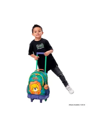 Morral Con Ruedas Niño Little Lion Mediano Azul