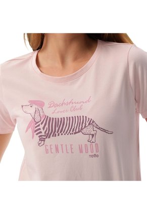 Camiseta Estampada Para Mujer Prime Manga Corta Rosada