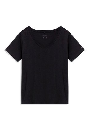Camiseta Para Mujer Unicolor Viny Manga Corta Negra