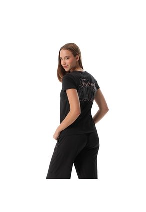 Camiseta Estampada Para Mujer Prime Manga Corta Negra